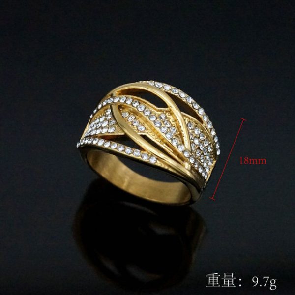 Fine Stainless Steel Ring with Diamonds and Intricate Winding Design for the Index Finger - 图片 7
