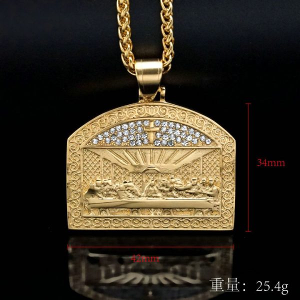 The Last Supper pendant, titanium steel gold-plated with diamonds - 图片 2