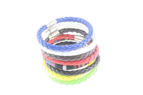 Men's woven bracelet with magnetic clasp for daily wear, PU bangle with hand rope - 图片 2