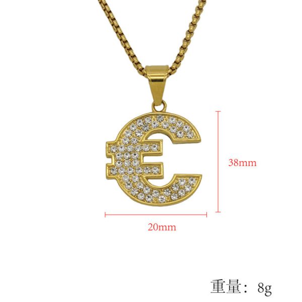 Titanium Steel High Color Fastness Gold-plated Diamond-studded Rapper Trendy Pendant Necklace - 图片 3