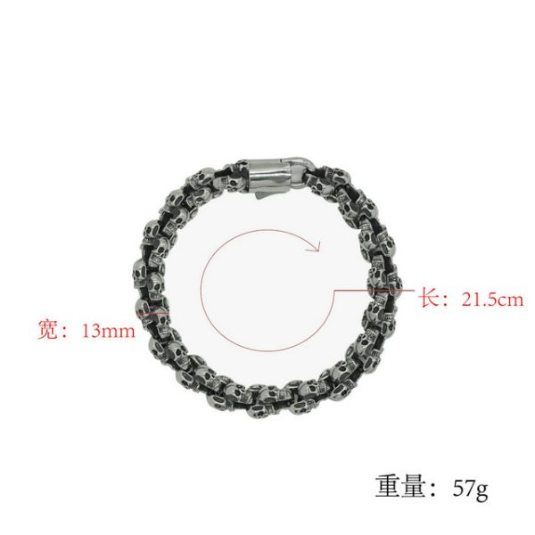 Retro Titanium Steel Skull Bracelet for Men Stainless Steel Skull Bracelet - 图片 4