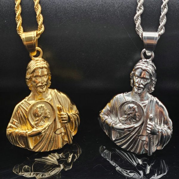 Classic Retro Titanium Steel St.Jude Half-Gilded YS Pendant