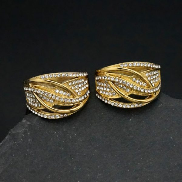 Fine Stainless Steel Ring with Diamonds and Intricate Winding Design for the Index Finger - 图片 6