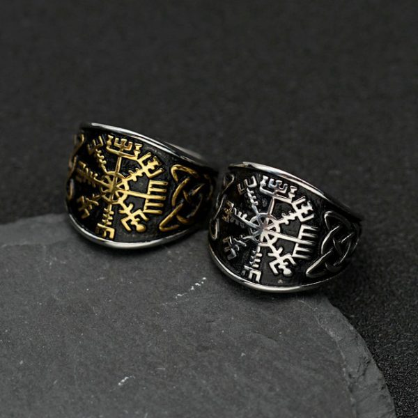 Viking Rune Compass Titanium Steel Ring, Celtic Knot Stainless Steel Finger Ring - 图片 5