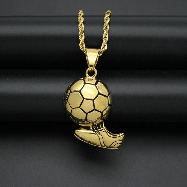 Stainless Steel World Cup Football Shoes Necklace, Titanium Steel Plating Drip Oil Men's Pendant - 图片 4