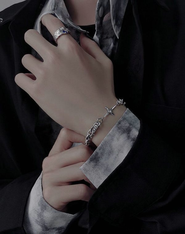 Men's trendy bracelet with unique design, hip-hop style, high-end feel, minimalist women's jewelry, titanium steel men's accessory