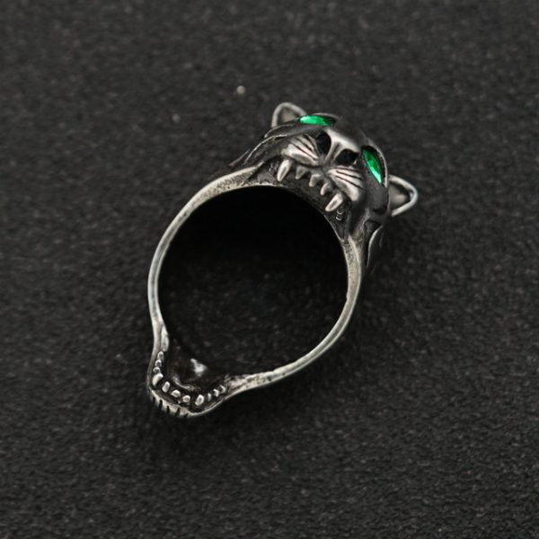 Stainless Steel Retro Personalized Tiger Head Men's Ring - 图片 5