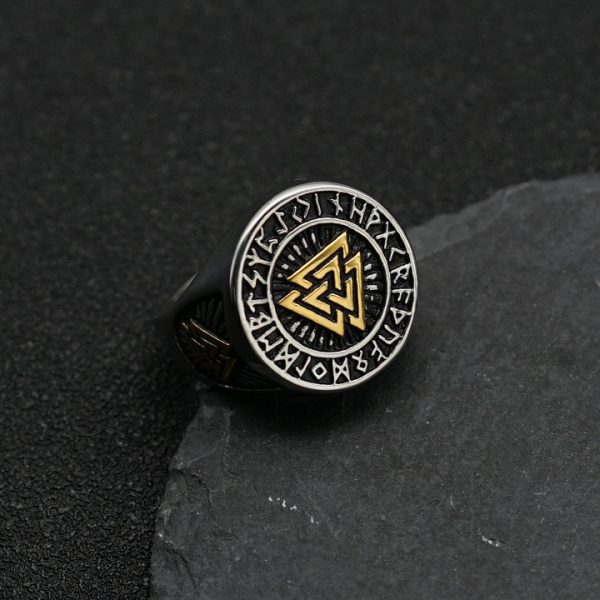 Viking Celtic Knot Ti Steel Ring, Viking Rune Stainless Steel Finger Ring - 图片 2