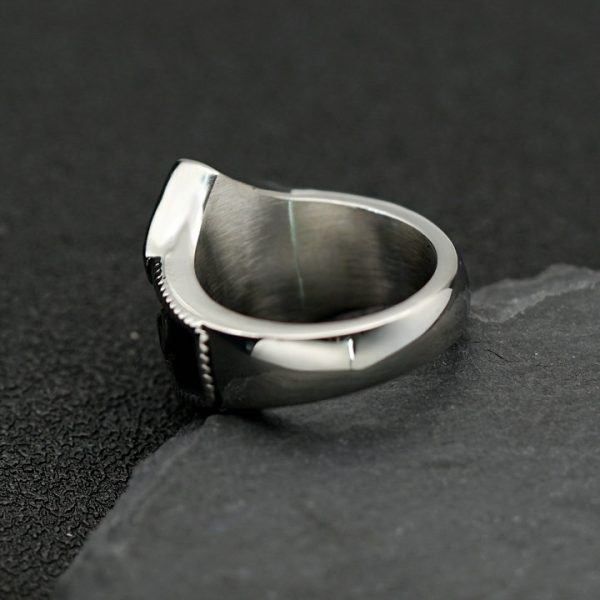 Viking Thor's Hammer Titanium Steel Ring, Nordic Viking Rune Triangular Knot Stainless Steel Ring Jewelry - 图片 3