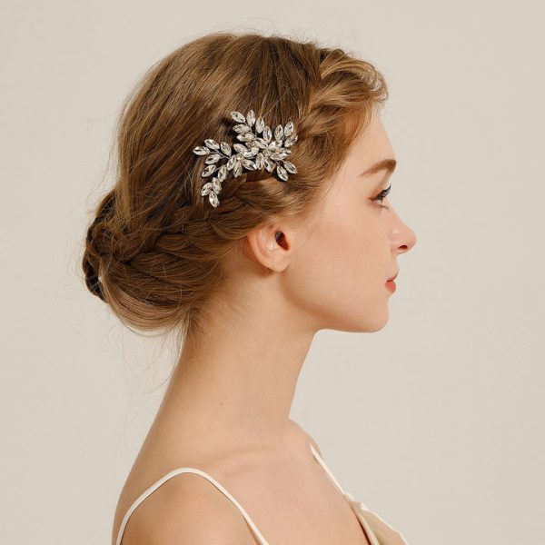 Wedding Hair Accessories, Ancient-Style Hairpin, Handmade U-Shaped Hair Comb with Rhinestone for Bride's Updo - 图片 2