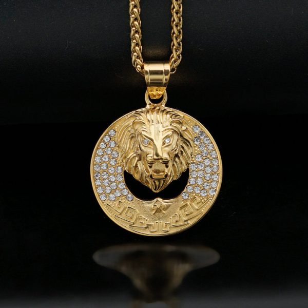 Sun lion head stainless steel gold-plated high-color retention pendant - 图片 2