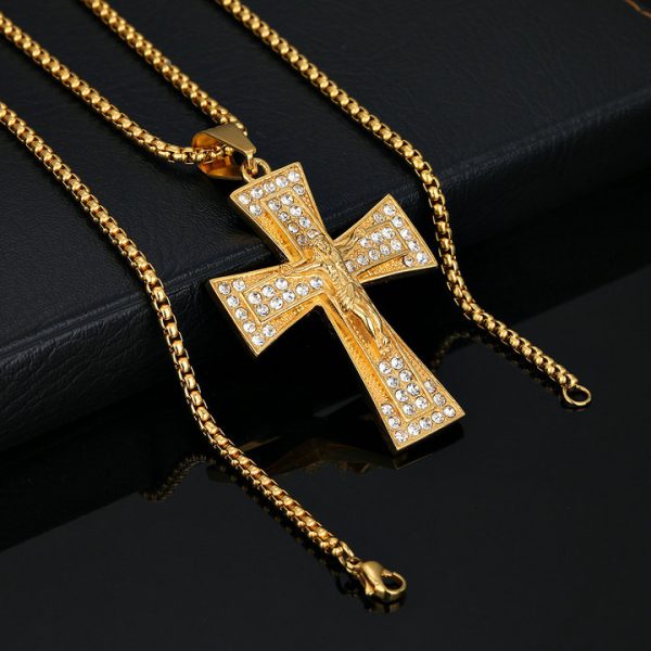 HIPHOP stainless steel cross gold-plated pendant - 图片 2