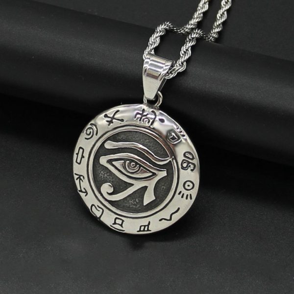 Retro ancient Egyptian Horus' Eye Stainless Steel Pendant Pharaoh Head God Eye - 图片 2