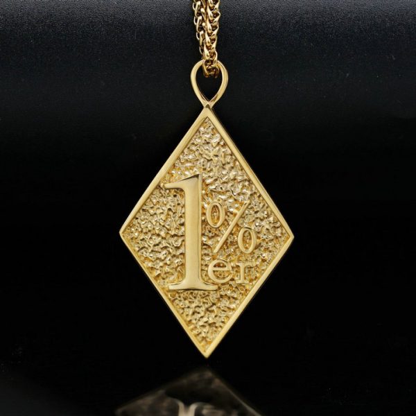 18K plating letter symbol 1%ER square 316 stainless steel pendant - 图片 2