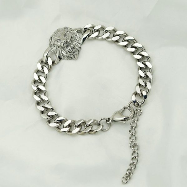 Titanium Steel Animal Lion Head Bracelet - 图片 2