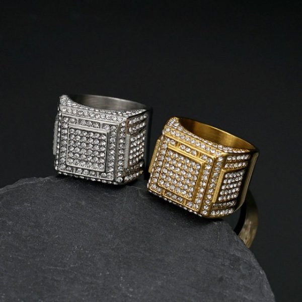 Hip-hop Nightclub Stainless Steel Full Diamond Men's Overbearing Ring - 图片 6