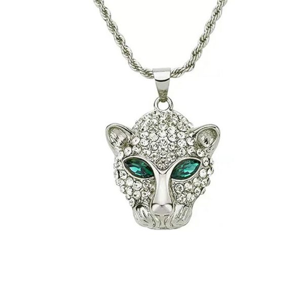 Hip-hop stainless steel full-diamond leopard head pendant for necklace - 图片 5