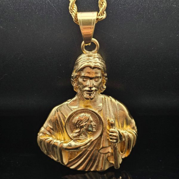 Classic Retro Titanium Steel St.Jude Half-Gilded YS Pendant - 图片 6