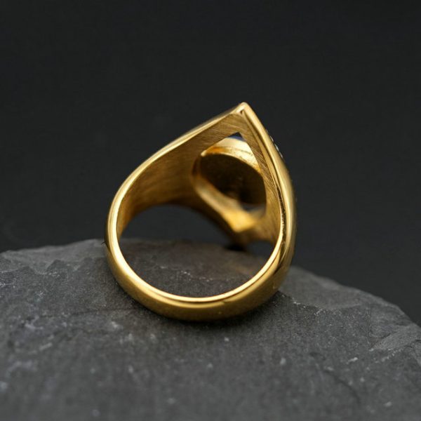 Titanium Steel Color-Preserving Electroplated Blue Angel's Eye Ring - 图片 3