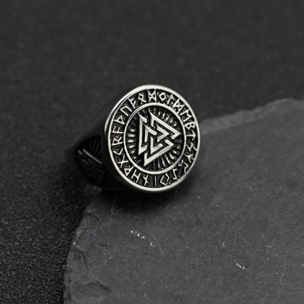 Viking Celtic Knot Ti Steel Ring, Viking Rune Stainless Steel Finger Ring - 图片 3