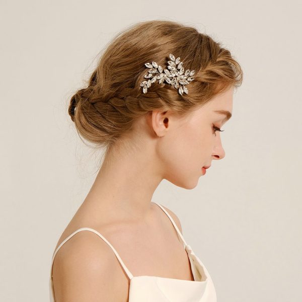 Wedding Hair Accessories, Ancient-Style Hairpin, Handmade U-Shaped Hair Comb with Rhinestone for Bride's Updo - 图片 3