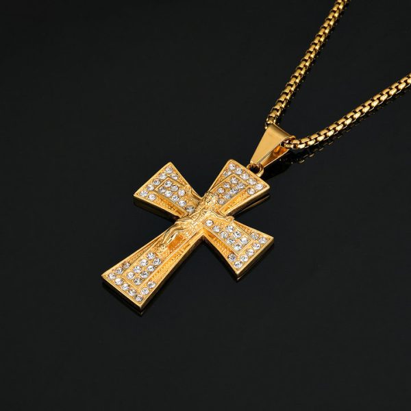 HIPHOP stainless steel cross gold-plated pendant - 图片 3
