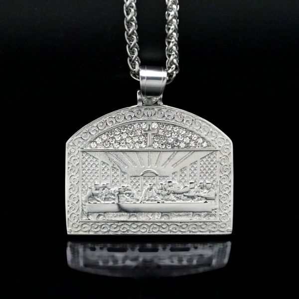 The Last Supper pendant, titanium steel gold-plated with diamonds - 图片 3