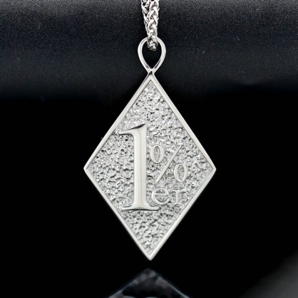 18K plating letter symbol 1%ER square 316 stainless steel pendant - 图片 3