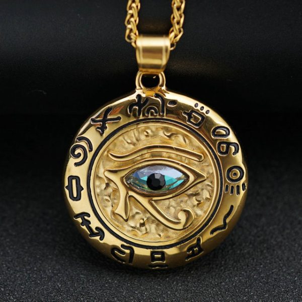 Ancient Egyptian Horus' Eye Titanium Steel Pendant Pharaoh Eagle Head God Eye - 图片 2