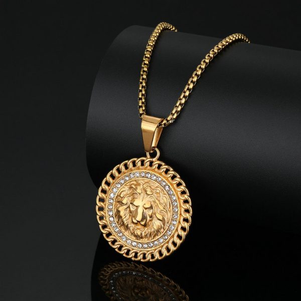 Cuban chain lion head titanium steel pendant - 图片 3