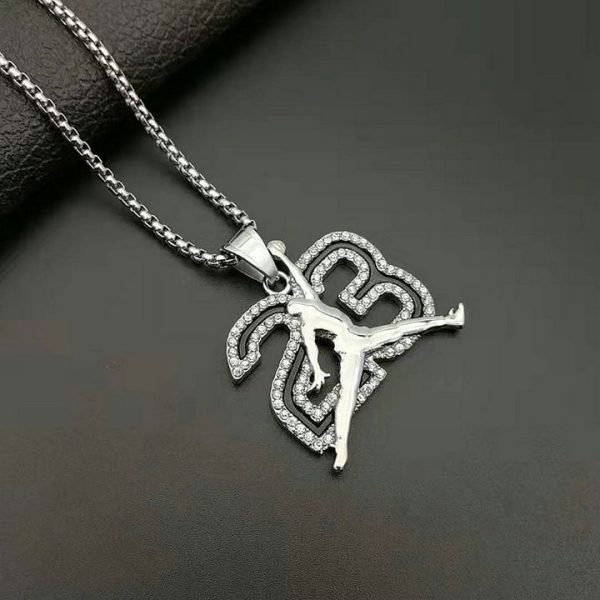 HIPHOP Jewelry Titanium Steel Gold Plated Diamond Drop Gel Jordan No. 23 Pendant - 图片 3