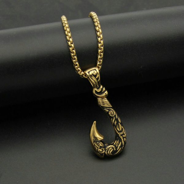 Men's Stainless Steel Pendant Necklace Viking Legend Boat Anchor Hook Pendant - 图片 5