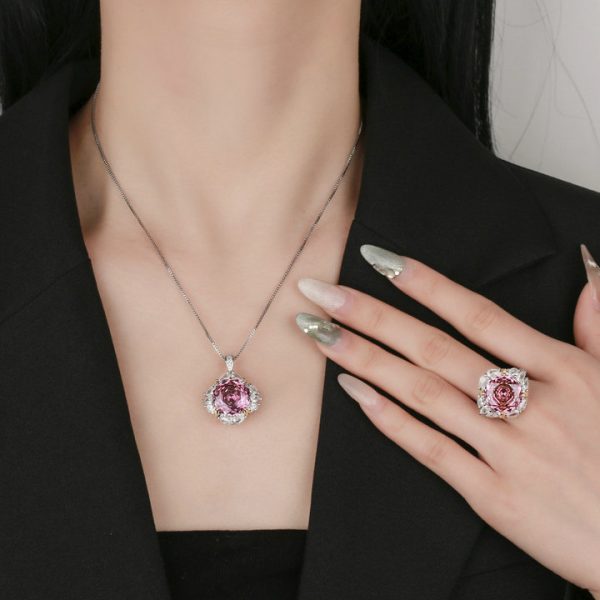 Bulk Wholesale of Luxury Jewelry Set with Rose Cut Stones, Gold Plated on Brass Base, 14mm for Female Lead