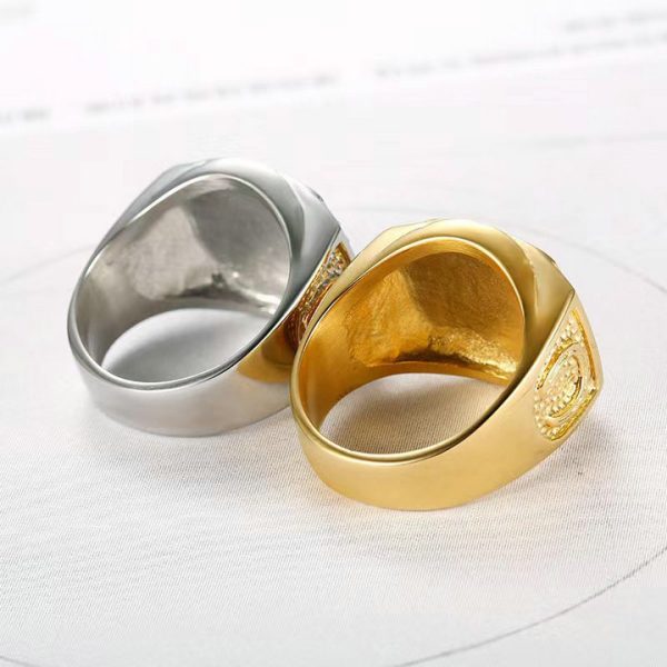 Hip-hop Jewelry, Gold-plated Diamond-studded Horse Head Men's Ring - 图片 8