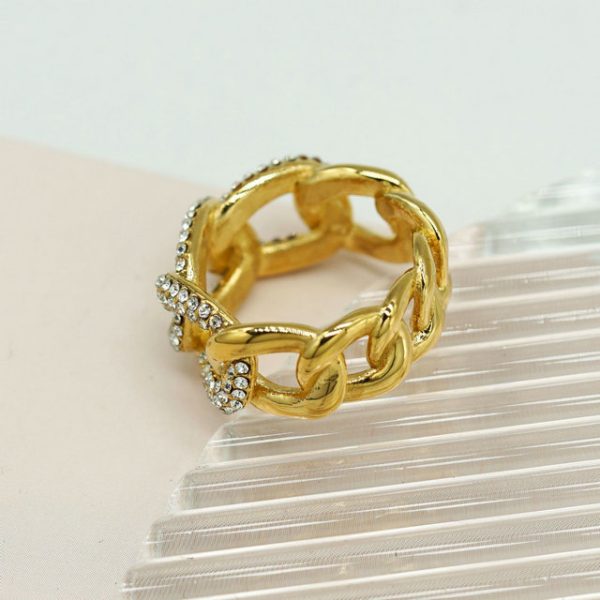 Titanium Steel Chain Interlocking Geometric Ring Bangle Hand Jewelry - 图片 2