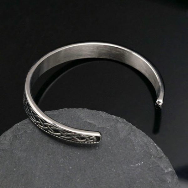Vintage Open Mouth Viking Rune Stainless Steel Bangle Factory Direct Sale Titanium Steel Jewelry - 图片 3