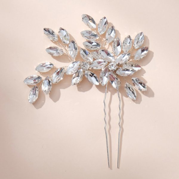 Wedding Hair Accessories, Ancient-Style Hairpin, Handmade U-Shaped Hair Comb with Rhinestone for Bride's Updo - 图片 4