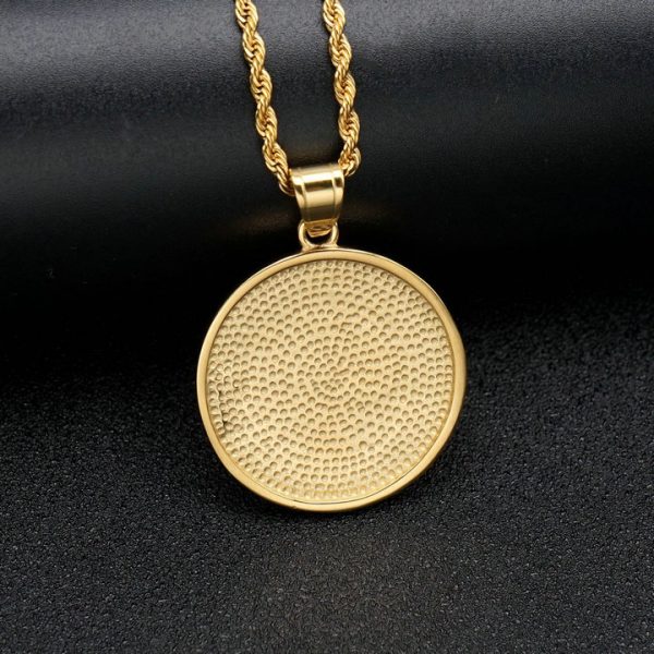 HIPHOP Fashion Trend Titanium Steel Round Brand Rune Smear Lion Head Pendant - 图片 2