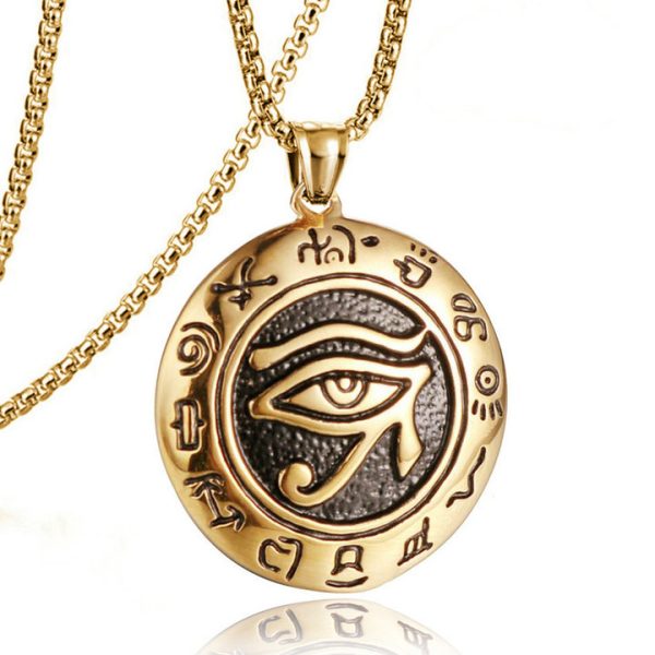 Retro ancient Egyptian Horus' Eye Stainless Steel Pendant Pharaoh Head God Eye