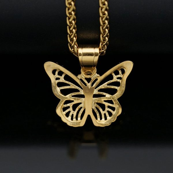 Light luxury butterfly stainless steel necklace decoration