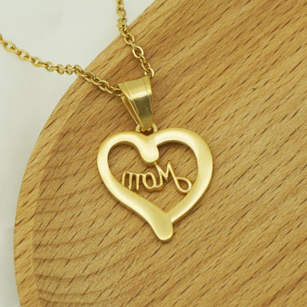 Mom stainless steel diamond-inlaid heart pendant Mother's  gift necklace - 图片 2