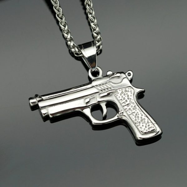 Punk Creative Titanium Steel Hand Gesture Gun Pendant - 图片 3