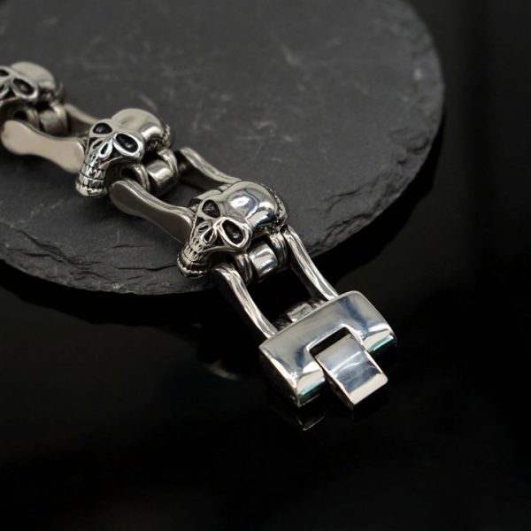 Retro Personalized Men's Skull Motorcycle Bracelet, Single-Speed Skull Titanium Steel Bracelet - 图片 2