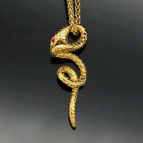 Hip Hop Trend Stainless Steel Gold Plated Snake Pendant - 图片 2