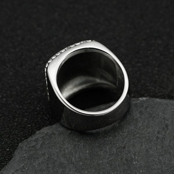 Titanium Steel Four-Layer Full Diamond Luxury Hip Hop Men's Ring - 图片 4