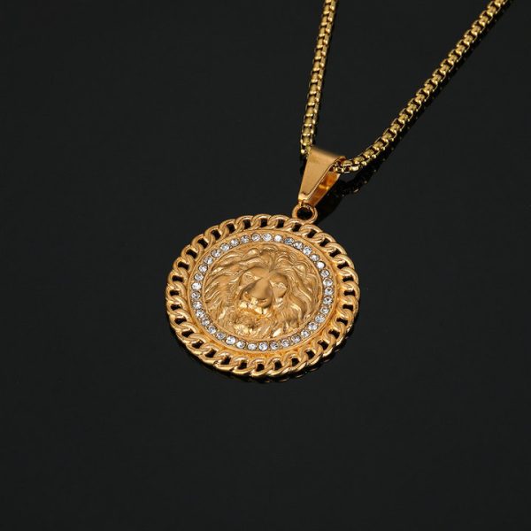 Cuban chain lion head titanium steel pendant - 图片 4