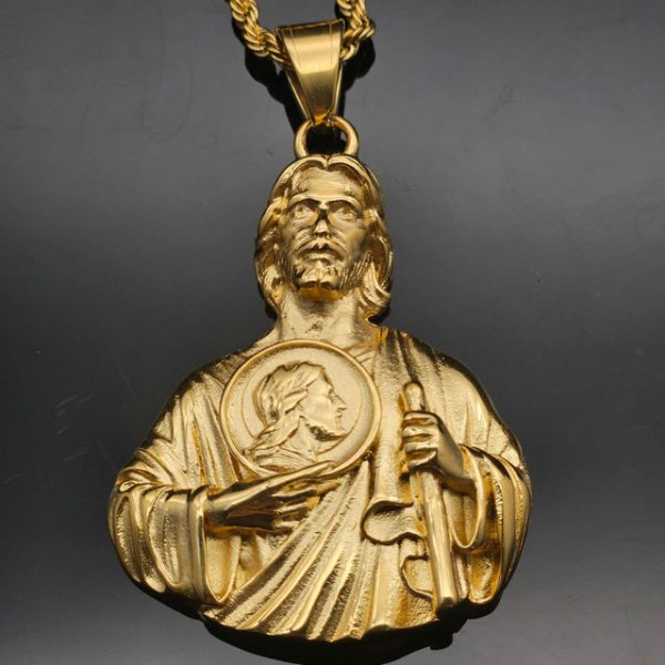 Classic Retro Titanium Steel St.Jude Half-Gilded YS Pendant - 图片 5