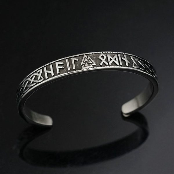 Vintage Open Mouth Viking Rune Stainless Steel Bangle Factory Direct Sale Titanium Steel Jewelry - 图片 2