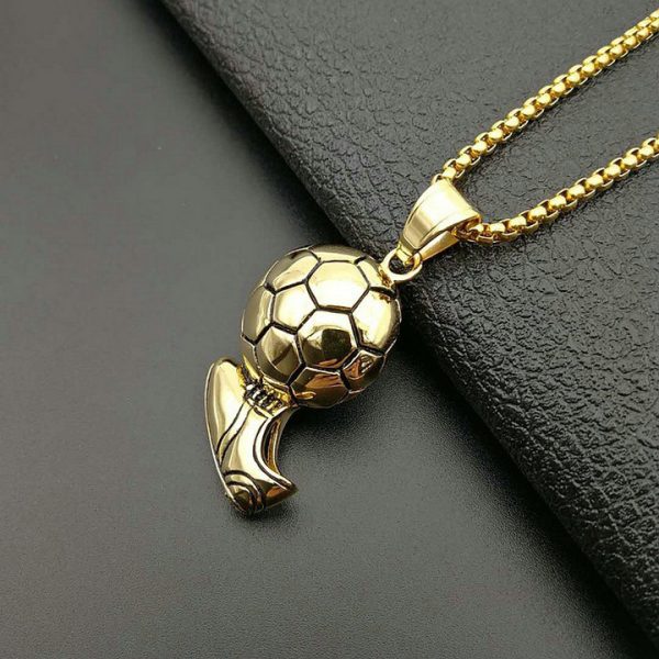 Stainless Steel World Cup Football Shoes Necklace, Titanium Steel Plating Drip Oil Men's Pendant - 图片 2