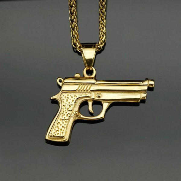 Punk Creative Titanium Steel Hand Gesture Gun Pendant - 图片 2